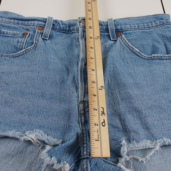 Levis 501 Original Fit High Rise Light Wash Distressed Blue Denim Shorts Sz 31 - Picture 4 of 10